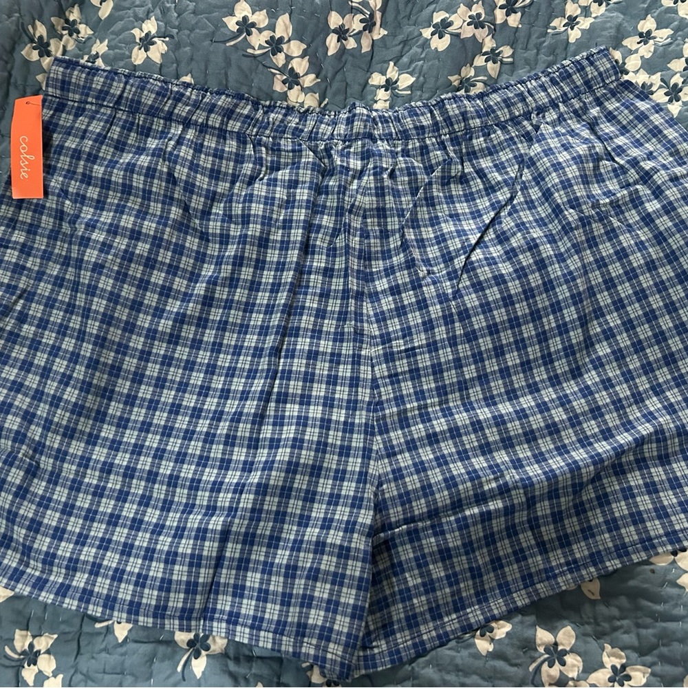Colsie Blue Plaid/Gingham boxer style shorts